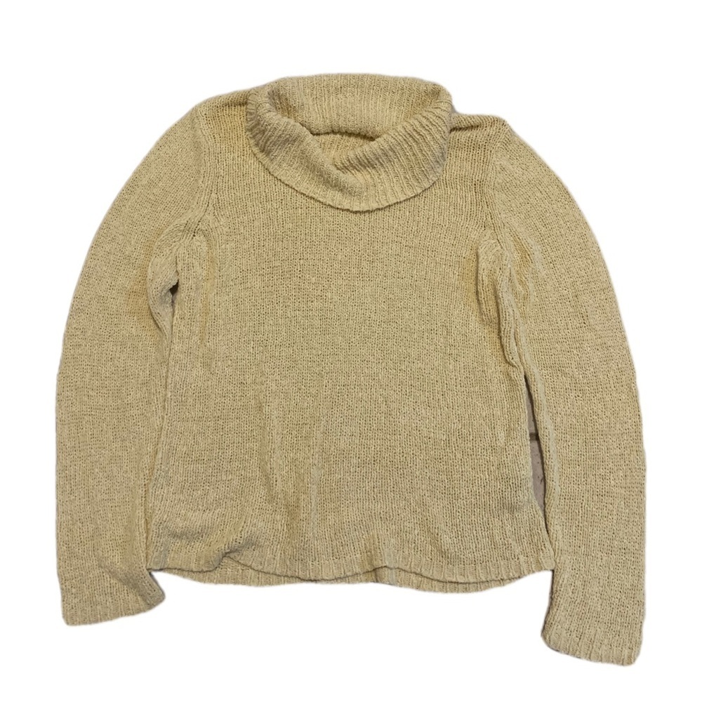 Northern Traditions Cowl Neck Sweater - Yellow Knit - Size Small